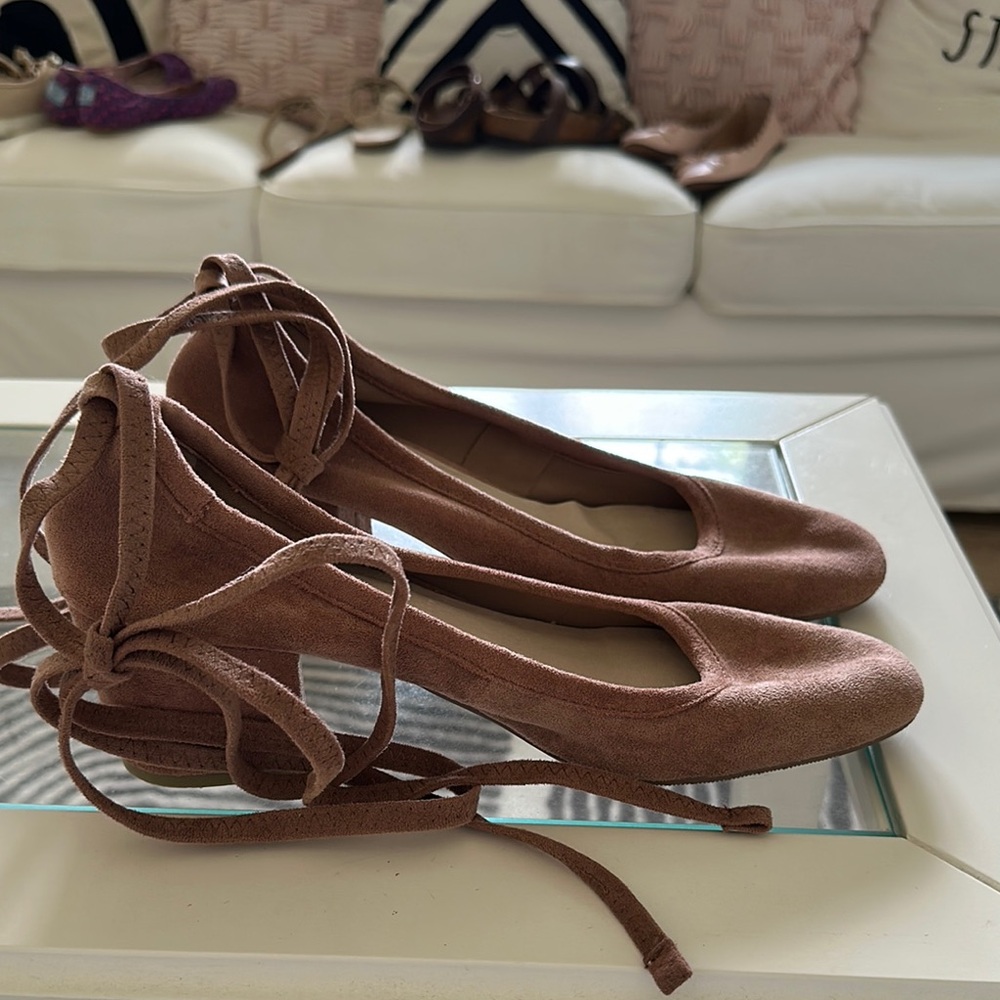 Forever 21 Brown Flats with Ankle Wrap